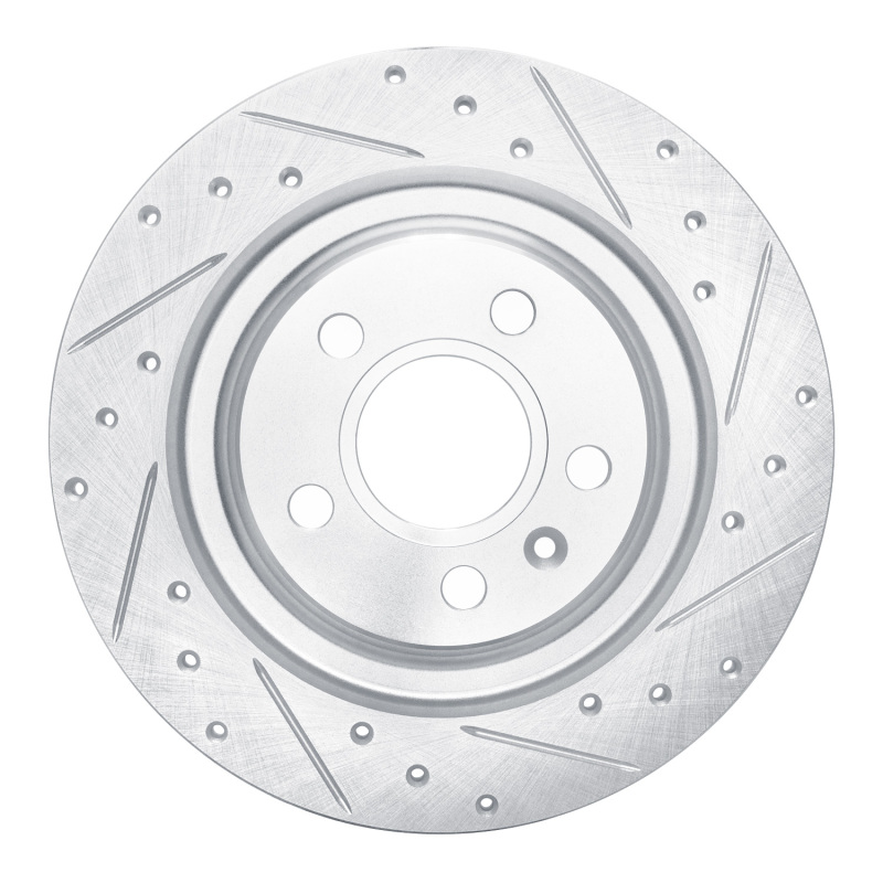 Volvo XC40 Brake Rotor (1) - Rear Right - R1 Concepts - Drilled & Slotted - Silver - `19-`25